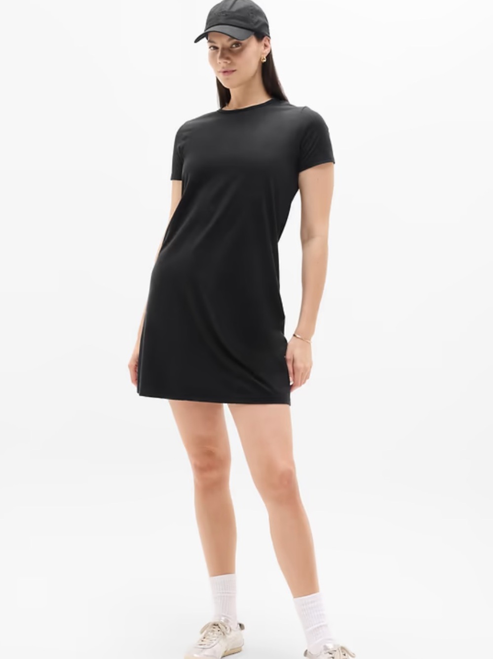 •ATHLETA• Essential Tee Dress Black Lightweight Supima Cotton Sz Large
